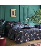 Copripiumino + 2 federe blu rondini in raso di cotone - 260x240 cm + 2x (63x63 cm)