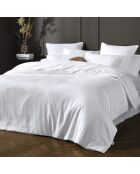 Copripiumino + 2 federe in raso di cotone intrecciato Jacquard Arles bianco - 240x220 cm + 2x (63x63 cm)