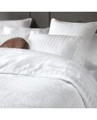Copripiumino + 2 federe in raso di cotone intrecciato Jacquard Arles bianco - 240x220 cm + 2x (63x63 cm)