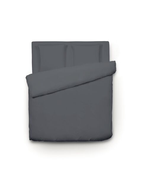 Dekbedovertrek + 2 kussenslopen lichtgrijs effen katoensatijn - 260x240 cm + 2x (63x63 cm)