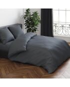 Dekbedovertrek + 2 kussenslopen lichtgrijs effen katoensatijn - 260x240 cm + 2x (63x63 cm)