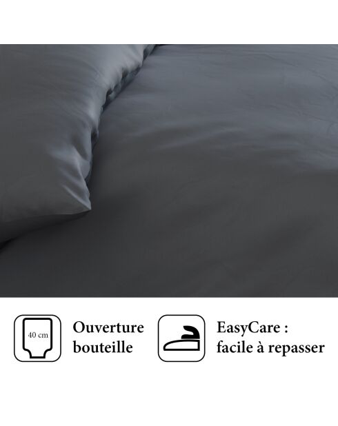 Dekbedovertrek + 2 kussenslopen lichtgrijs effen katoensatijn - 260x240 cm + 2x (63x63 cm)