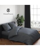 Dekbedovertrek + 2 kussenslopen lichtgrijs effen katoensatijn - 260x240 cm + 2x (63x63 cm)