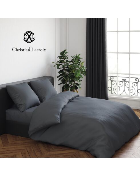 Dekbedovertrek + 2 kussenslopen lichtgrijs effen katoensatijn - 260x240 cm + 2x (63x63 cm)