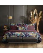 Copripiumino + 2 federe in raso di cotone Tanzania prugna - 240x220 cm + 2x (63x63 cm)