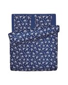 Donkerblauw Blossom katoenen satijnen dekbedovertrek + kussensloop - 260x240 cm + 2x (63x63 cm)