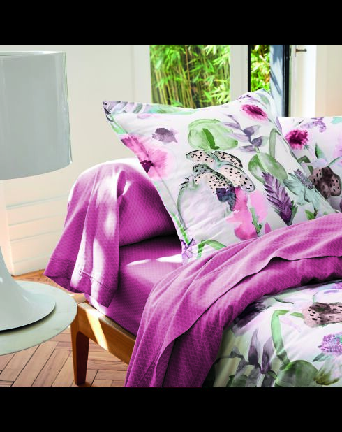 Dekbedovertrek + 2 kussenslopen Exotic framboos katoensatijn - 240x220 cm + 2x (63x63 cm)