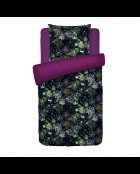 Dekbedovertrek + kussensloop katoen satijn Pastelbloemen Zwart - 140x200 cm + 63x63 cm