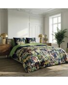 Miami donkerblauw katoenen satijnen dekbedovertrek + kussensloop - 140x200 cm + 63x63 cm