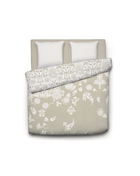 Love Stories beige dekbedovertrek + 2 katoenen satijnen kussenslopen - 260x240 cm + 2x (65x65 cm)