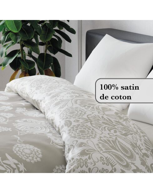 Love Stories beige dekbedovertrek + 2 katoenen satijnen kussenslopen - 260x240 cm + 2x (65x65 cm)