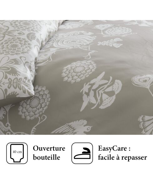 Love Stories beige dekbedovertrek + 2 katoenen satijnen kussenslopen - 260x240 cm + 2x (65x65 cm)