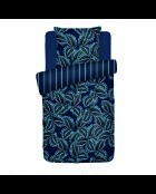 Calathea donkerblauw dekbedovertrek van katoensatijn + kussensloop - 140x200 cm + 63x63 cm