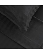 Bettlakenset aus gestreiftem Baumwollsatin Dobby schwarz + 180x200x30 cm + 2x (63x63 cm)