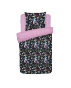 Donkerblauw Iris katoenen satijnen dekbedovertrek + kussensloop - 140x200 cm + 63x63 cm