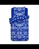 Funda nórdica y funda de almohada con ribetes de algodón satinado azul, 140 x 200 cm + 63 x 63 cm