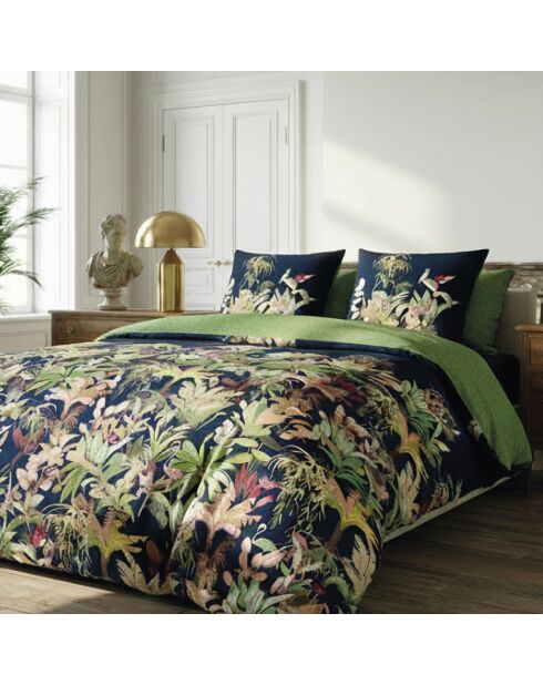 Dekbedovertrek + 2 kussenslopen Miami katoen satijn donkerblauw - 240x220 cm + 2x (63x63 cm)