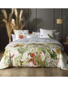 Dekbedovertrek + 2 kussenslopen katoensatijn kussenslopen Jardin D'Hiver parelgrijs - 240x220 cm + 2x (63x63 cm)