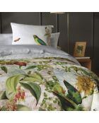 Dekbedovertrek + 2 kussenslopen katoensatijn kussenslopen Jardin D'Hiver parelgrijs - 240x220 cm + 2x (63x63 cm)