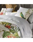 Dekbedovertrek + 2 kussenslopen katoensatijn kussenslopen Jardin D'Hiver parelgrijs - 240x220 cm + 2x (63x63 cm)