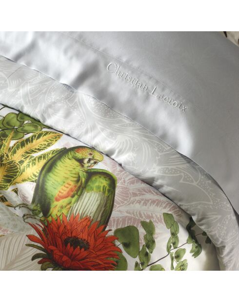 Dekbedovertrek + 2 kussenslopen katoensatijn kussenslopen Jardin D'Hiver parelgrijs - 240x220 cm + 2x (63x63 cm)