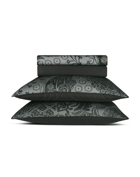 Dunkelgraues Bettlakenset aus Baumwollsatin von Arles + 160x200x30 cm + 2x (63x63 cm)