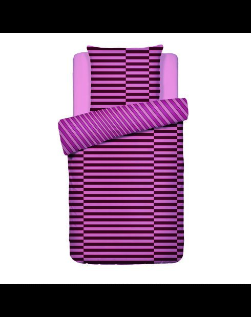 Housse de couette + taie d'oreiller satin de coton Eclat Rose - 140x200 cm + 63x63 cm