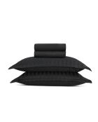 Black Dobby Bettlakenset aus gewebtem gestreiftem Baumwollsatin + 2 x (90 x 200 x 30 cm) + 2 x (50 x 70 cm)