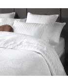 Lenzuolo piatto in raso di cotone a righe in jacquard bianco