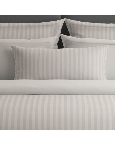 Bettlaken aus Baumwollsatin, gestreift, Dobby, taupe