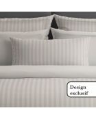 Bettlaken aus Baumwollsatin, gestreift, Dobby, taupe