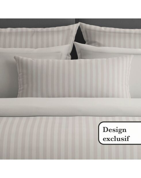 Bettlaken aus Baumwollsatin, gestreift, Dobby, taupe