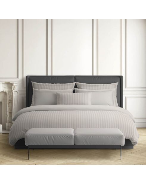 Bettlaken aus Baumwollsatin, gestreift, Dobby, taupe