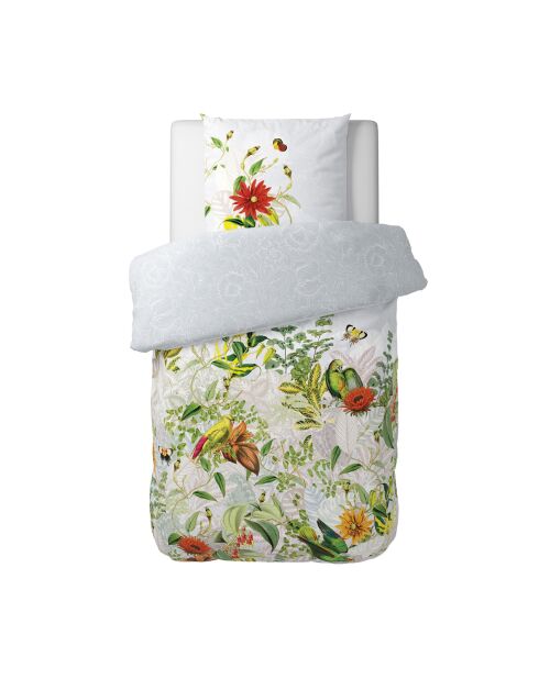 Parelgrijs Jardin D'Hiver dekbedovertrek van katoensatijn + kussensloop - 140x200 cm + 63x63 cm