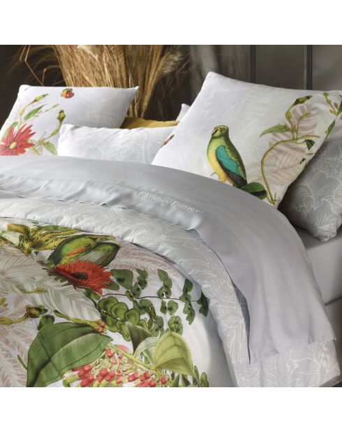 Parelgrijs Jardin D'Hiver dekbedovertrek van katoensatijn + kussensloop - 140x200 cm + 63x63 cm