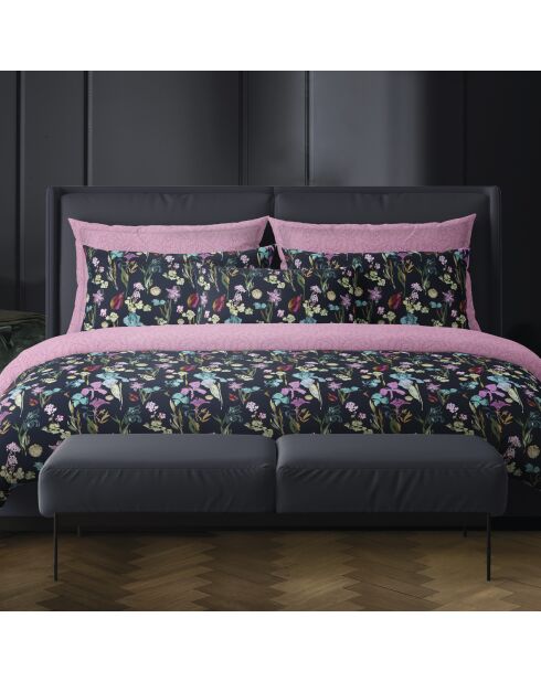 Dekbedovertrek + 2 kussenslopen Iris katoen satijn donkerblauw - 240x220 cm + 2x (63x63 cm)