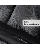 Dekbedovertrek + 2 kussenslopen katoensatijn Arles donkergrijs - 140x220 cm + 50x70 cm