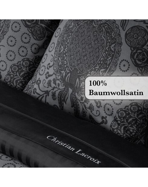 Dekbedovertrek + 2 kussenslopen katoensatijn Arles donkergrijs - 140x220 cm + 50x70 cm