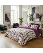 Lenzuolo piatto in raso di cotone bianco Arty flowers