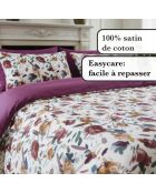 Lenzuolo piatto in raso di cotone bianco Arty flowers