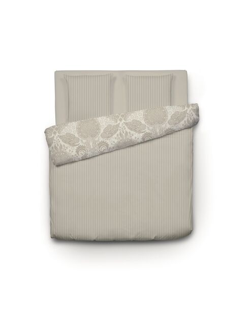 Dekbedovertrek + 2 kussenslopen katoensatijn Arles taupe - 260x240 cm + 2x (63x63 cm)