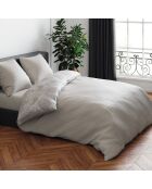 Dekbedovertrek + 2 kussenslopen katoensatijn Arles taupe - 260x240 cm + 2x (63x63 cm)