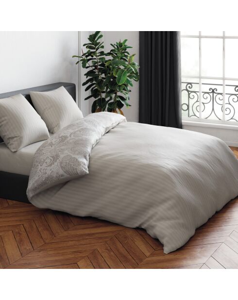 Dekbedovertrek + 2 kussenslopen katoensatijn Arles taupe - 260x240 cm + 2x (63x63 cm)
