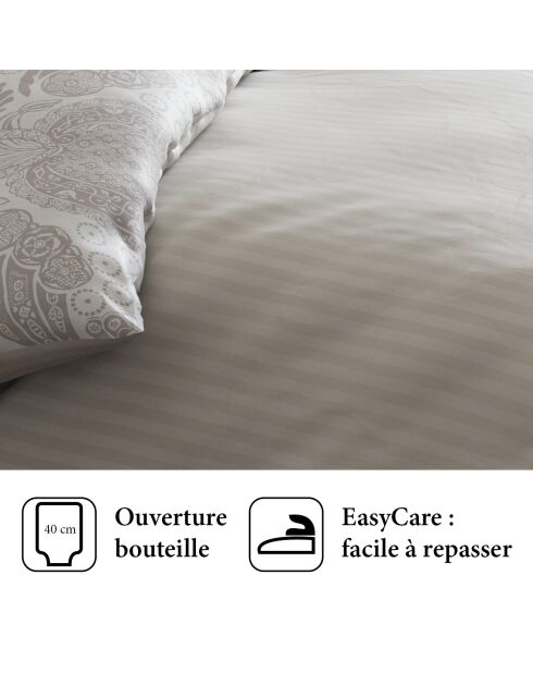 Dekbedovertrek + 2 kussenslopen katoensatijn Arles taupe - 260x240 cm + 2x (63x63 cm)