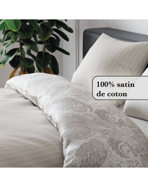 Dekbedovertrek + 2 kussenslopen katoensatijn Arles taupe - 260x240 cm + 2x (63x63 cm)