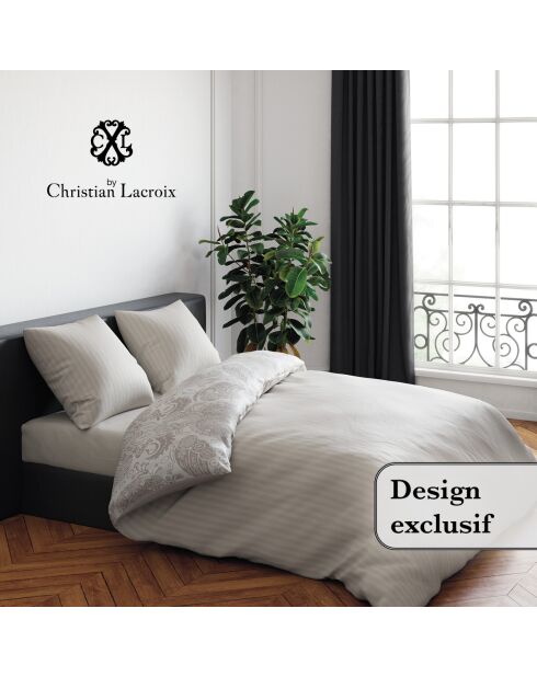 Dekbedovertrek + 2 kussenslopen katoensatijn Arles taupe - 260x240 cm + 2x (63x63 cm)