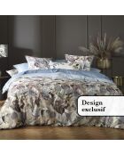 Copripiumino + 2 federe Garden in raso di cotone blu chiaro - 260x240 cm + 2x (63x63 cm)