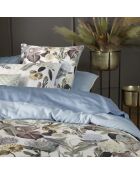 Copripiumino + 2 federe Garden in raso di cotone blu chiaro - 260x240 cm + 2x (63x63 cm)