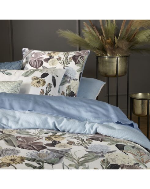 Copripiumino + 2 federe Garden in raso di cotone blu chiaro - 260x240 cm + 2x (63x63 cm)