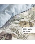 Copripiumino + 2 federe Garden in raso di cotone blu chiaro - 260x240 cm + 2x (63x63 cm)